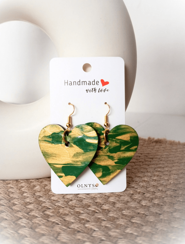 Boucles d'oreilles Coeur en bois
