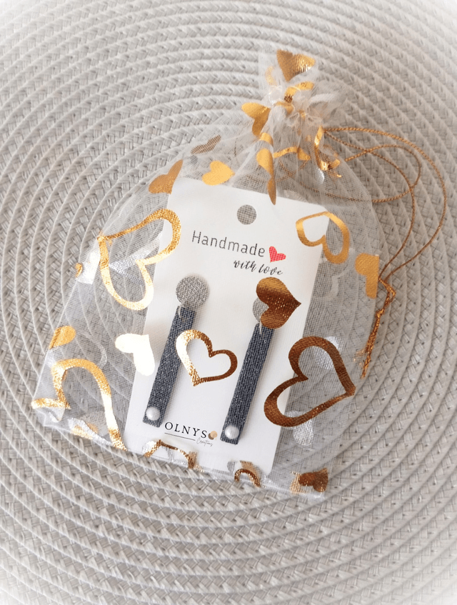 Boucles d'oreilles en bois / Paillettes noires