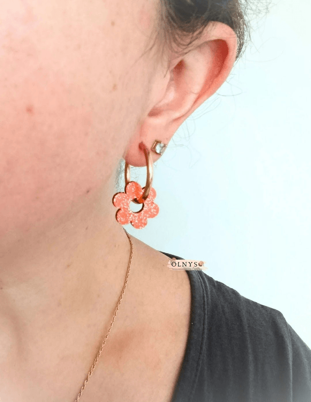 Créoles avec pampilles interchangeables en bois / Boucles d'oreilles fantaisies