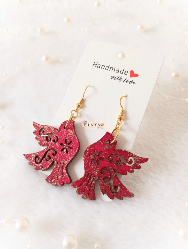 Boucles d'oreilles Oiseaux en bois