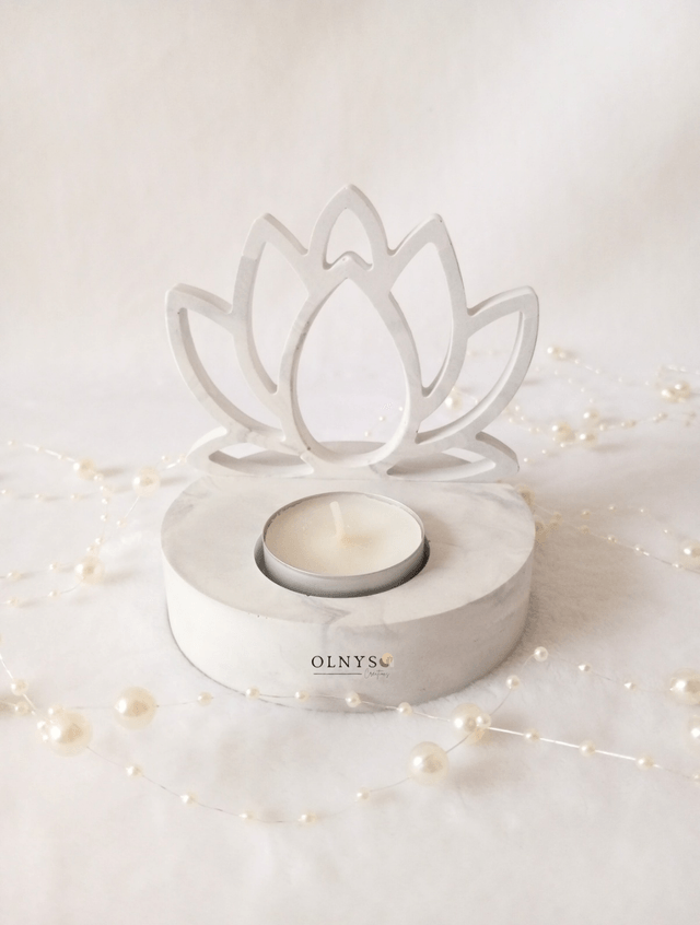 Bougeoir "fleur de lotus" en plâtre 