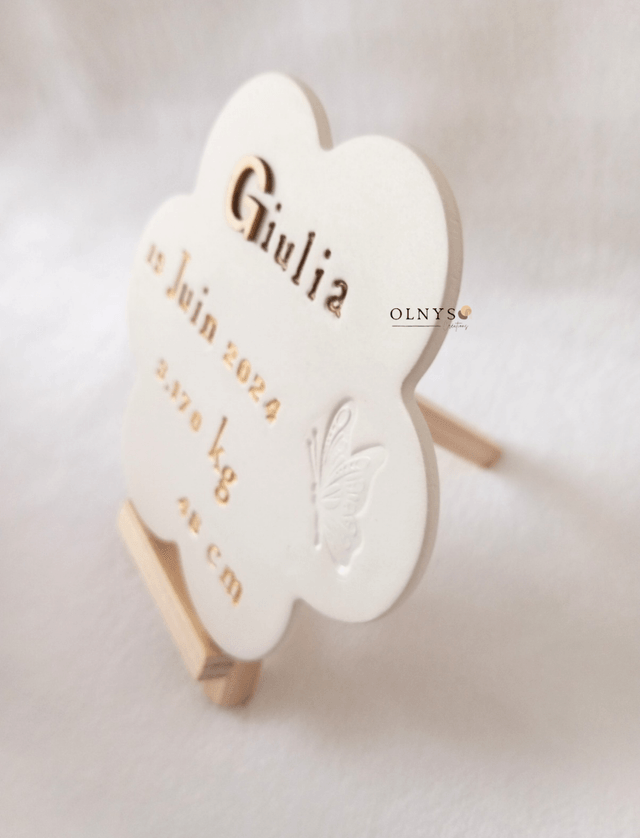 Plaque de naissance en argile AVEC mini chevalet 