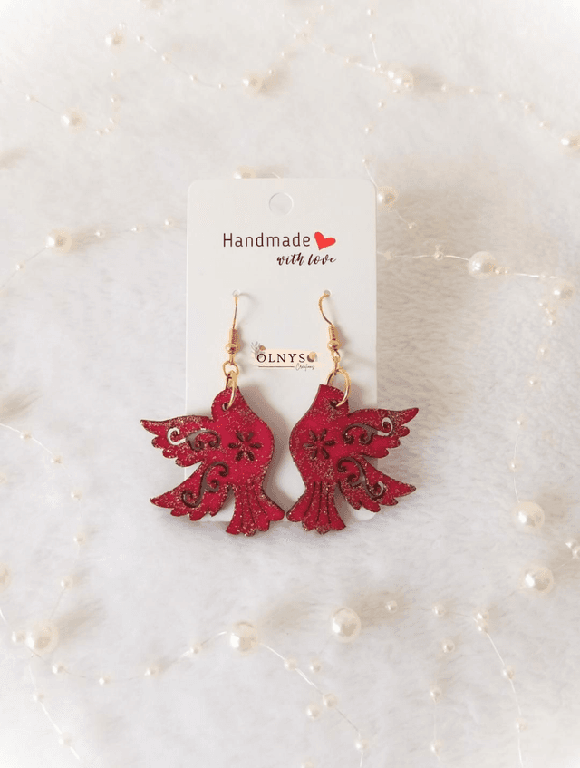 Boucles d&#039;oreilles Oiseaux en bois